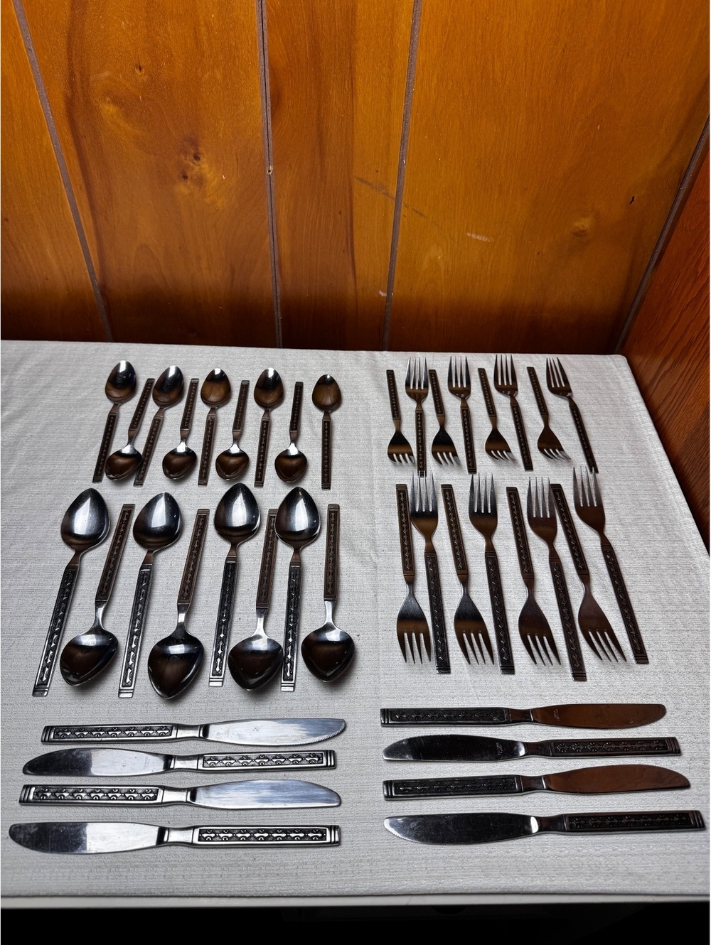 Vintage Douglass Korea Stainless Flatware Set 40 Piece Service for 8 Geometric